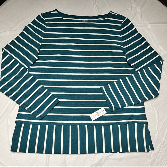 NWT Talbots Teal White Striped Long Sleeve Top Size S Petite - Picture 5 of 13